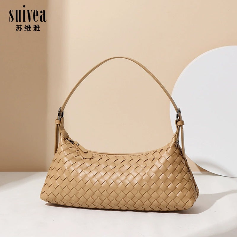 Woven Messenger Bag Shoulder Portable Fashion All-Match Commuter Underarm Bag Delivery - Image 2